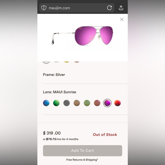 Authentic Maui Jim Polarized Aviator Sunglasses MAVERICKS with Tri~Fold case - Picture 8 of 10